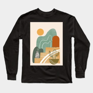 Boho Desertscape Saguaro Cactus Long Sleeve T-Shirt